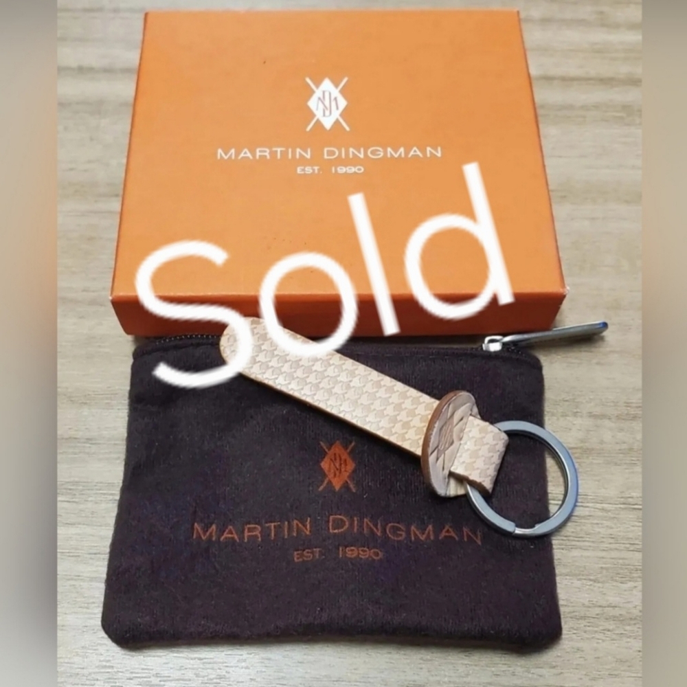 Martin Dingman Tan American Saddle Leather Keychain Accessory Felt Zipper Bag